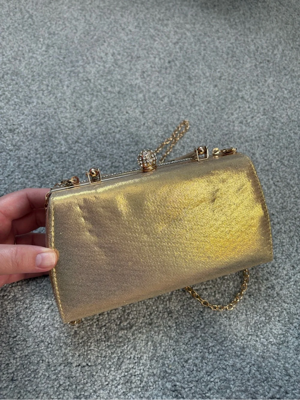 Sparkling Chevron Crystal Evening Clutch - Gold & Silver